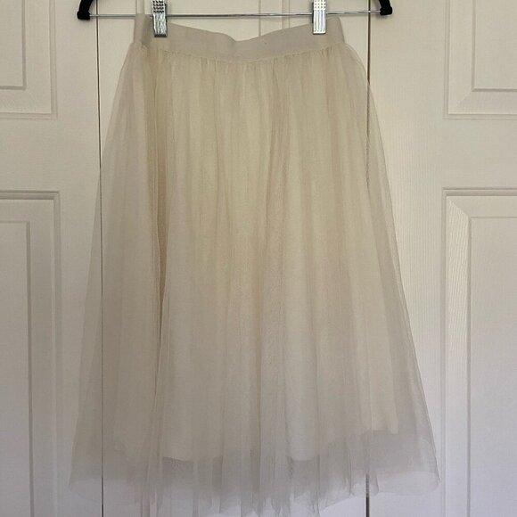 ModCloth Cream Romantic Whimsical Tulle Skirt Elastic Waist Sz Small - Picture 1 of 2